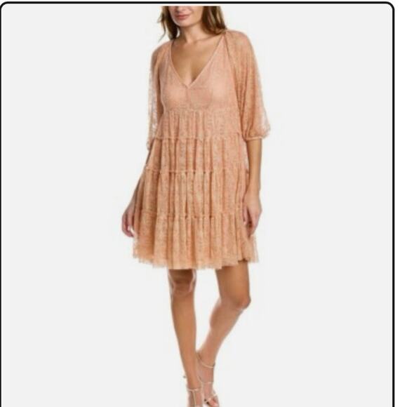 Johnny Was Biya CHELLY Embroidered Tiered Mesh Dress Sz M - Picture 8 of 9